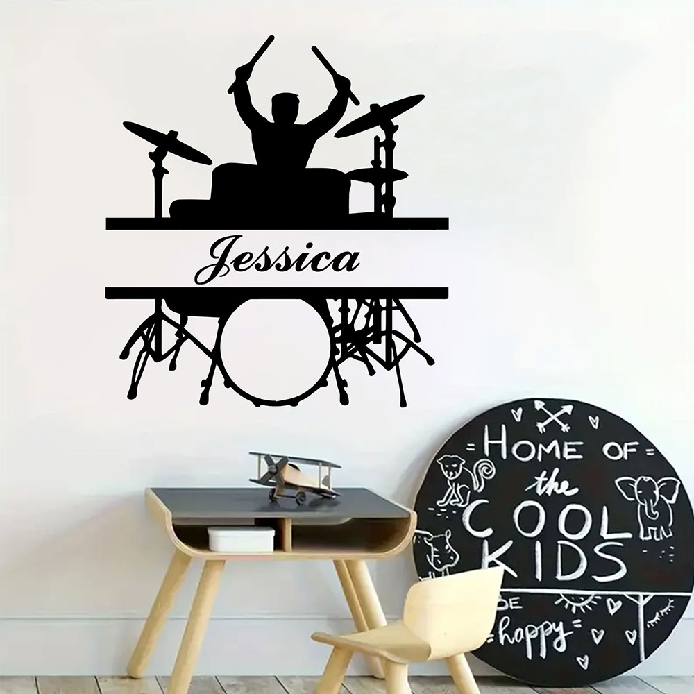 Musical Instrument Art - 1PC การ์ตูนเครื่องดนตรีชื่อส่วนบุคคลตกแต่งบ้านสติ๊กเกอร์ติดผนังสำหรับตกแต่งบ้านศิลปะตกแต่งวอลล์เปเปอร์