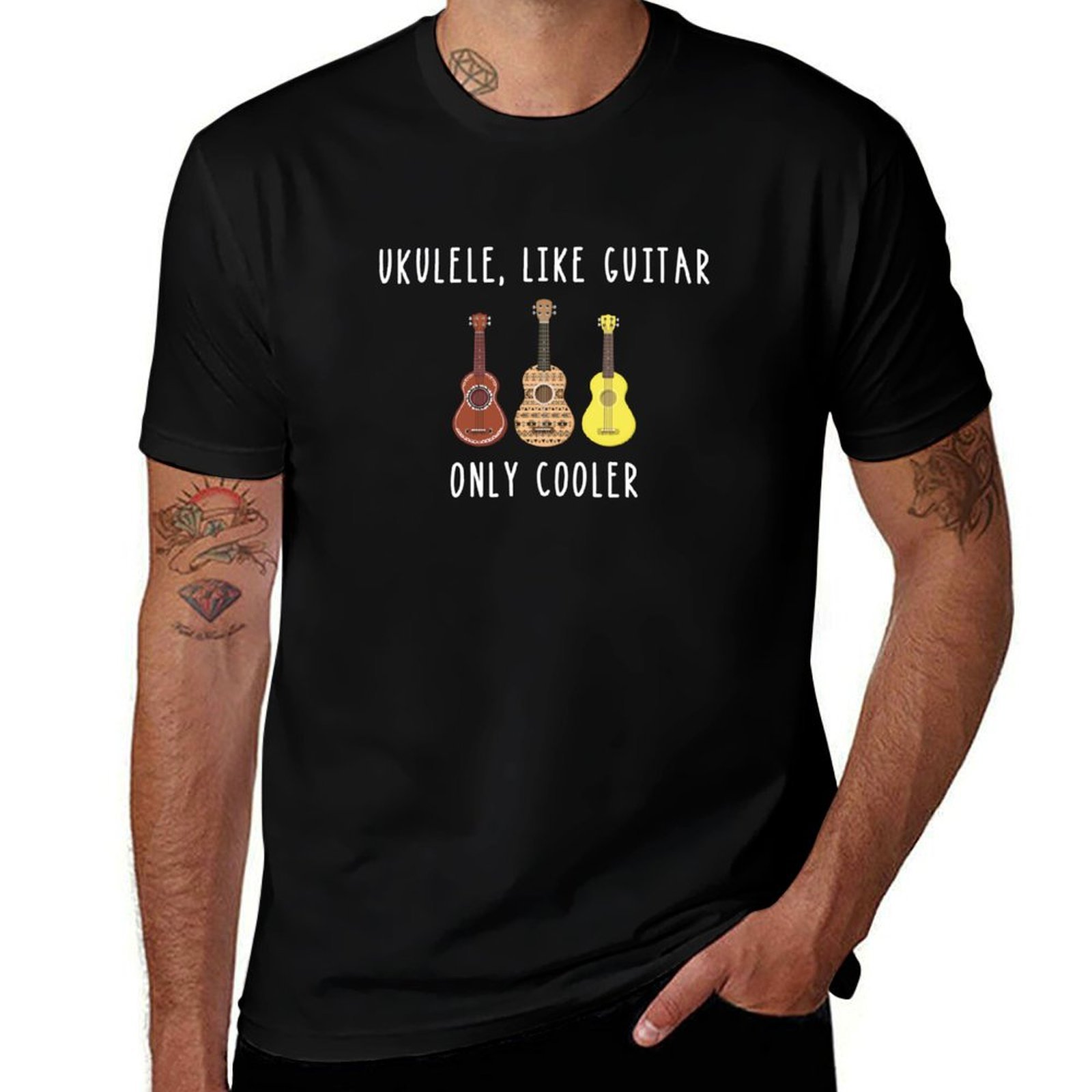 Musical Instrument Like Guitar - เสื้อยืดลายอูคูเลเล่ เครื่องดนตรีที่เท่ไม่ต่างกับกีตาร์ เสื้อผ้ากีฬาระบายอากาศสำหรับผู้ชาย