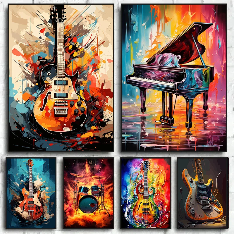 ภาพศิลปะนามธรรมสีสันสดใส เครื่ - Musical Instrument Art บทวิจารณ์และราคา